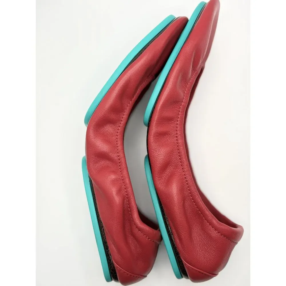 Tieks by Gavrieli Poppy Red Leather Ballet Flats Women's Size 8 Foldable Shoes